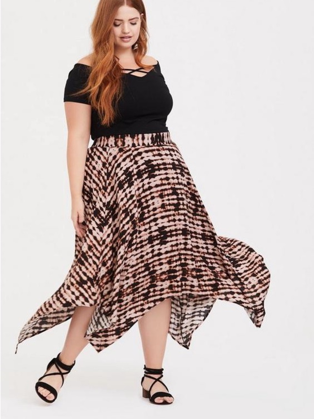 Torrid Midi Challis Handkerchief Skirt